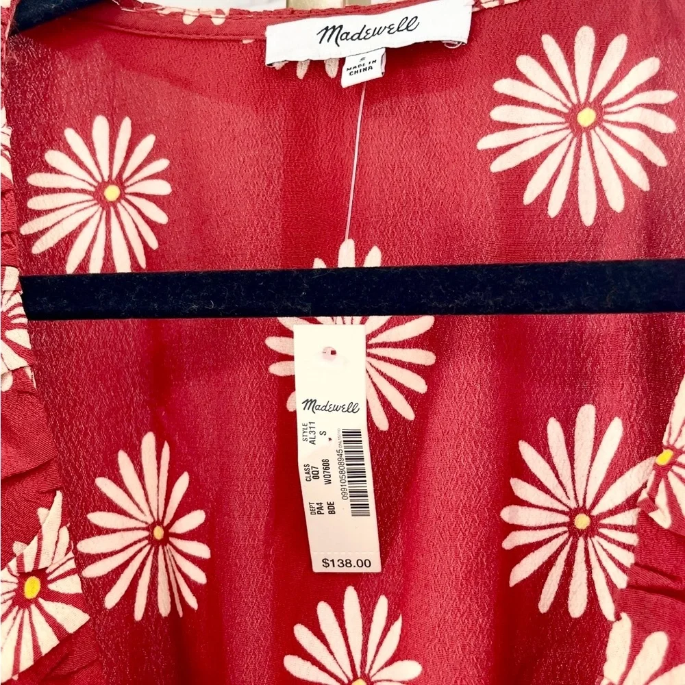 Madewell Ruffle-Edge Wrap Midi Dress in Daisy Dream - Picture 9 of 12